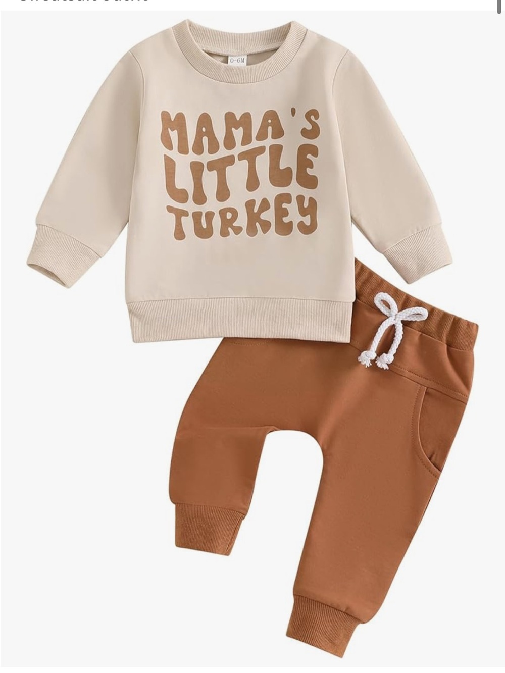 “Mama’s little turkey” thanksgiving baby outfit